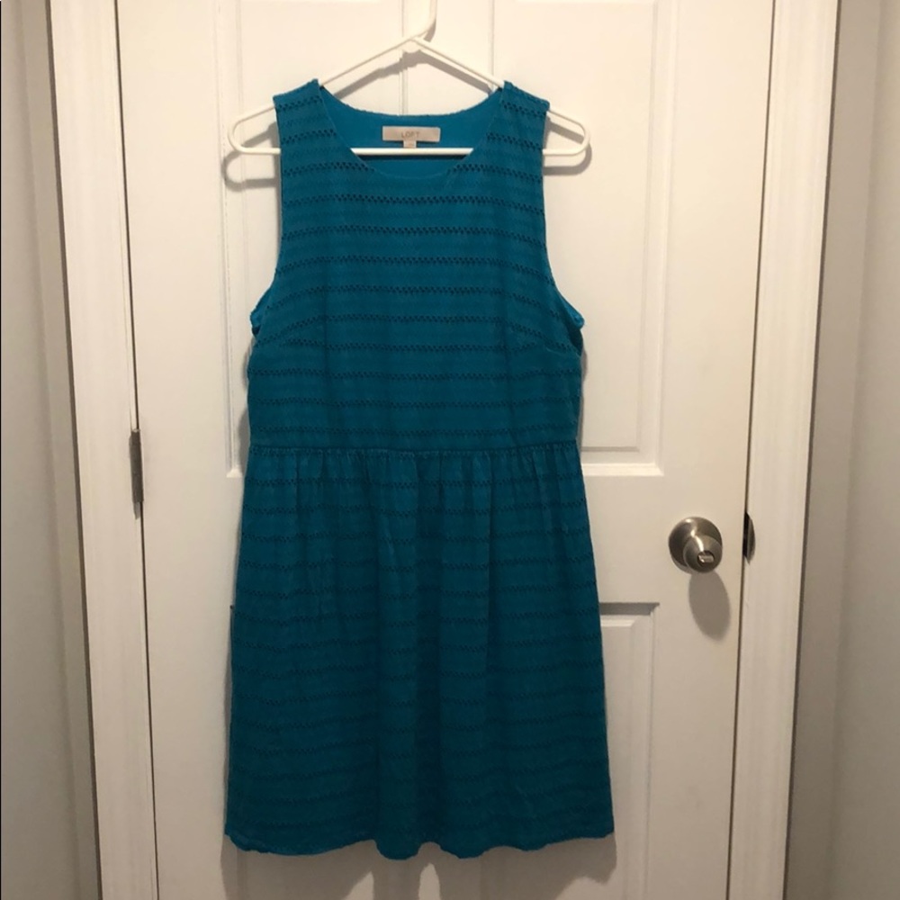Teal eyelet dress from Loft